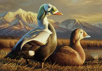 Adam Grimm, Spectacled Eiders, 2025 Federal Duck Stamp Winner