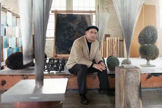 Harry Bertoia in his Bally, Pennsylvania studio Image courtesy of the Harry Bertoia Foundation